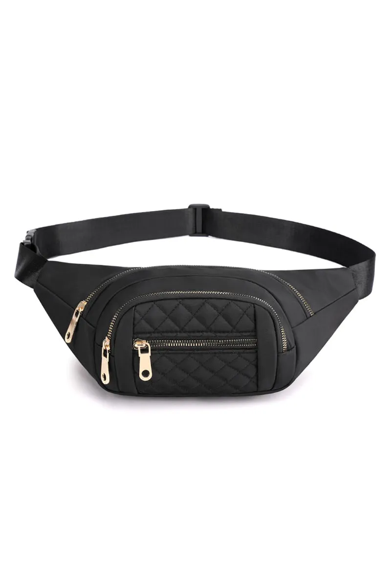 Quilted Multi Pocket Belt Bag