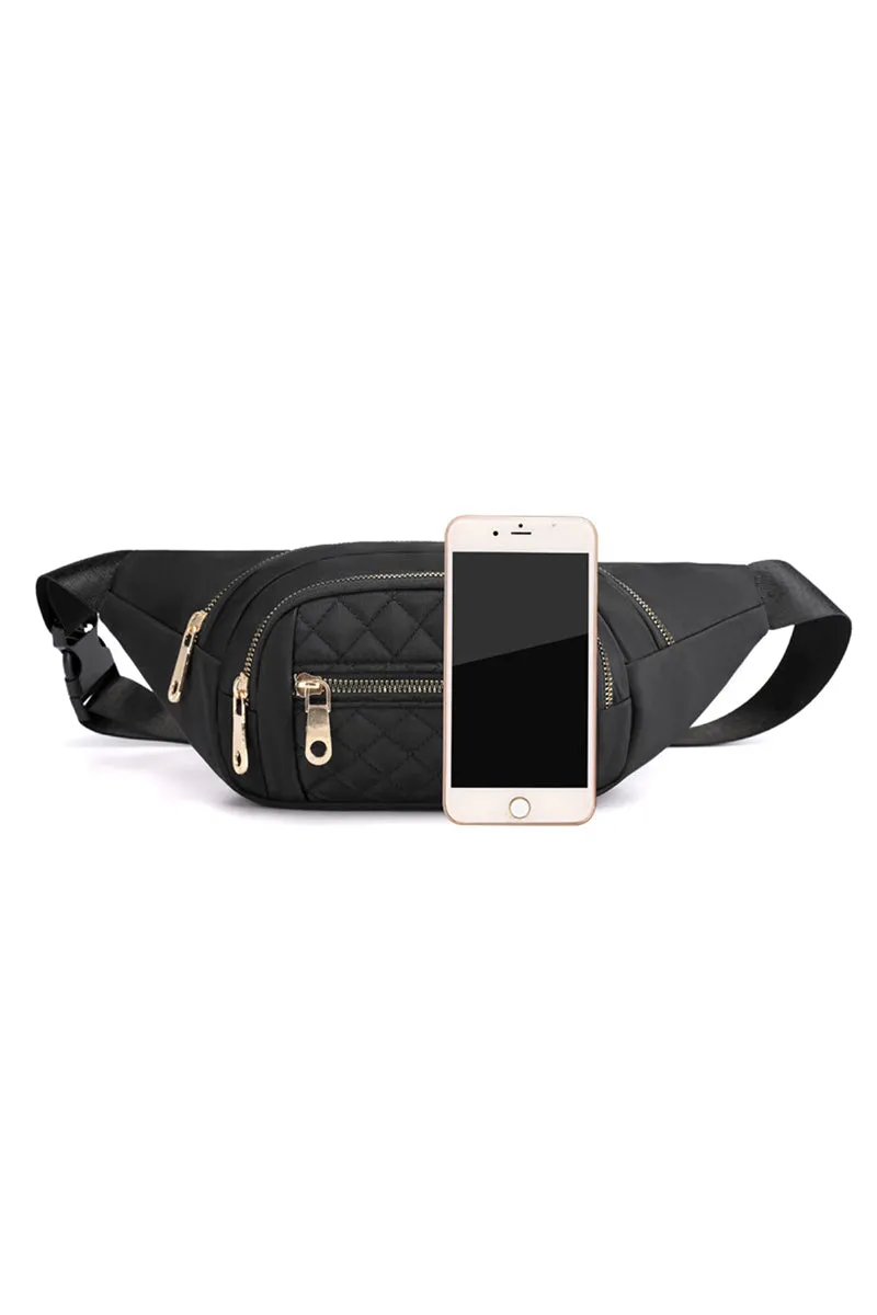 Quilted Multi Pocket Belt Bag