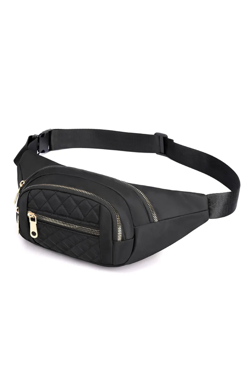 Quilted Multi Pocket Belt Bag