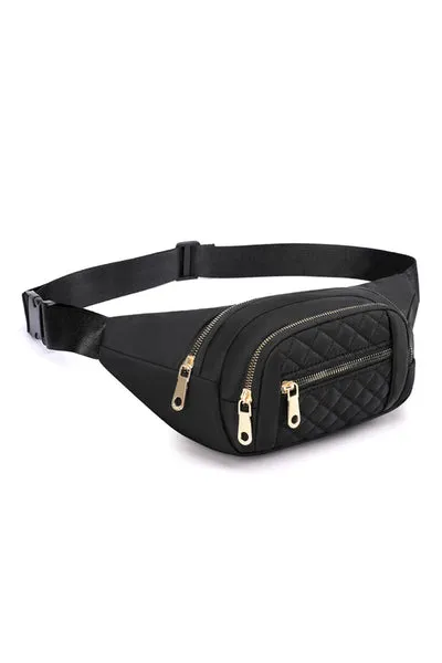 Quilted Multi Pocket Belt Bag