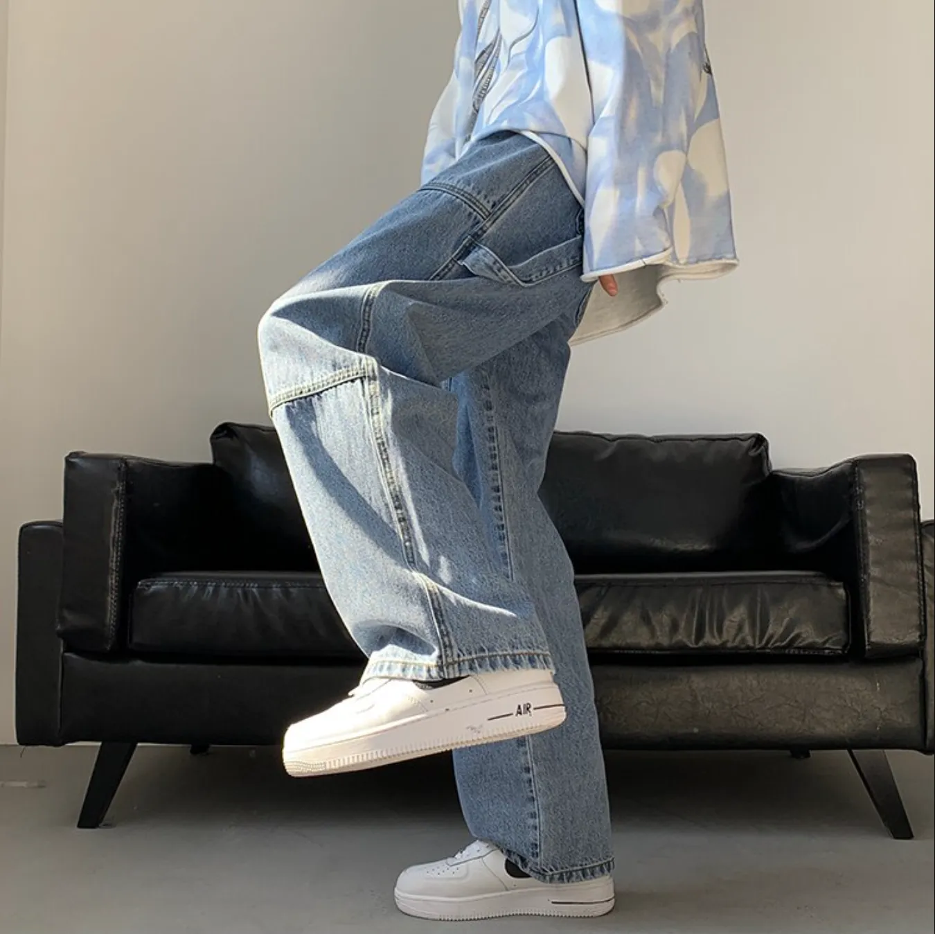 "BAGGY" Pantalon Jean Denim Noir Large Streetwear - URB1™