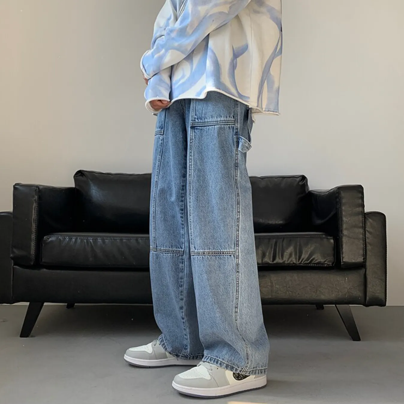 "BAGGY" Pantalon Jean Denim Noir Large Streetwear - URB1™