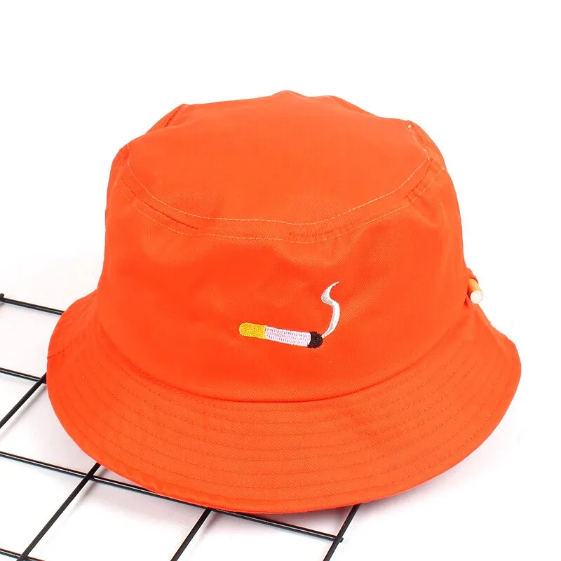 "CIGARETTES" Chapeau Bob Orange Brodé - URB1™