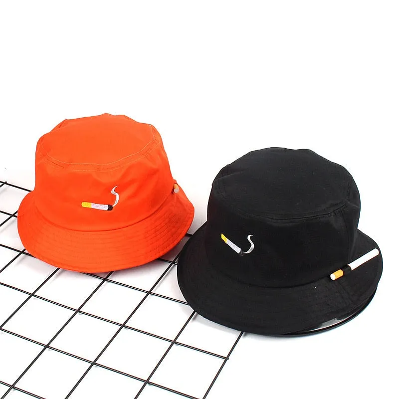 "CIGARETTES" Chapeau Bob Orange Brodé - URB1™