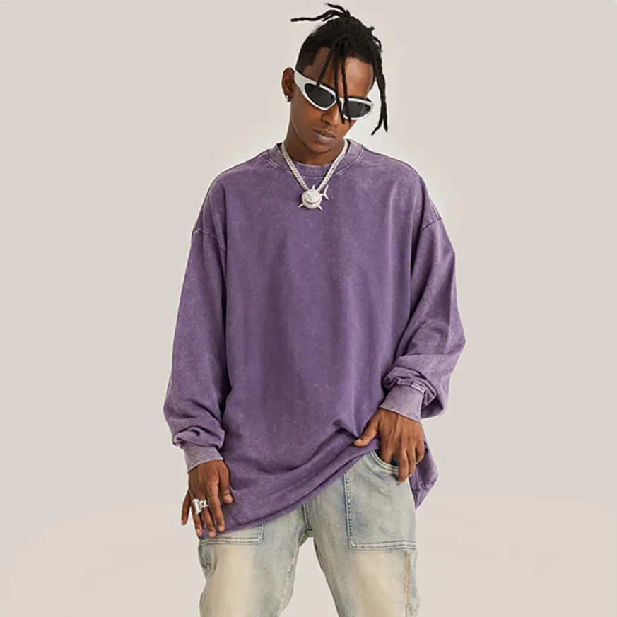 "DLVD" T-shirt Manches longues Molletonné Délavé Rose - URB1™