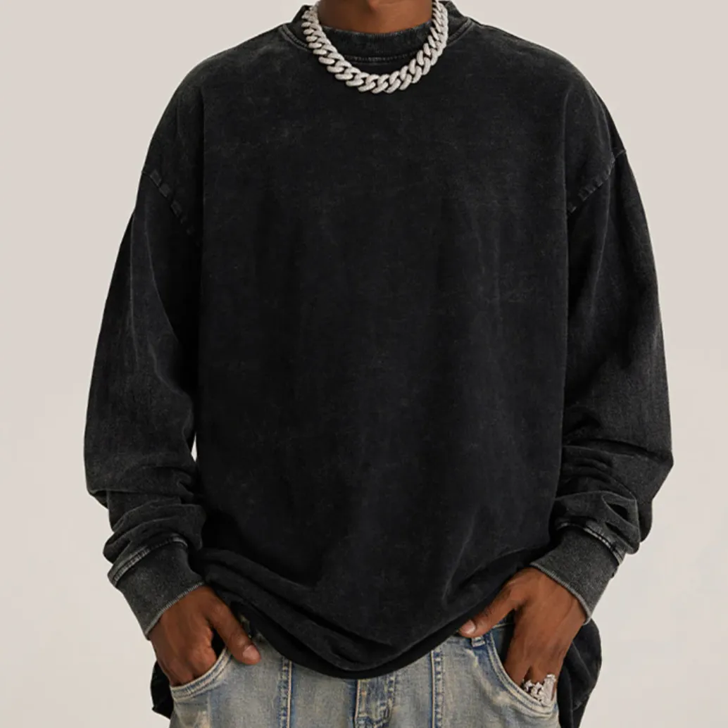 "DLVD" T-shirt Manches longues Molletonné Délavé Rose - URB1™
