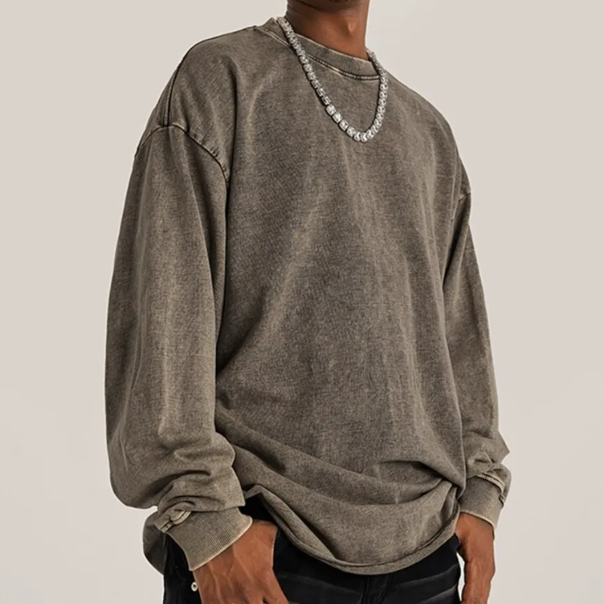 "DLVD" T-shirt Manches longues Molletonné Délavé Rose - URB1™
