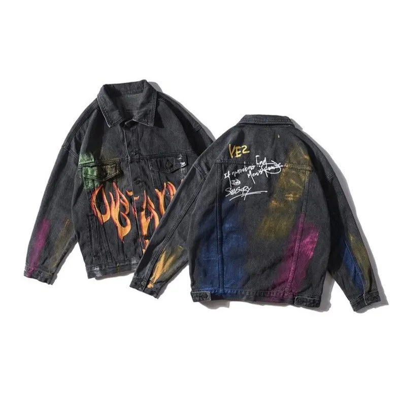 "GRAFFITI" Veste en jean denim Bleu - URB1™