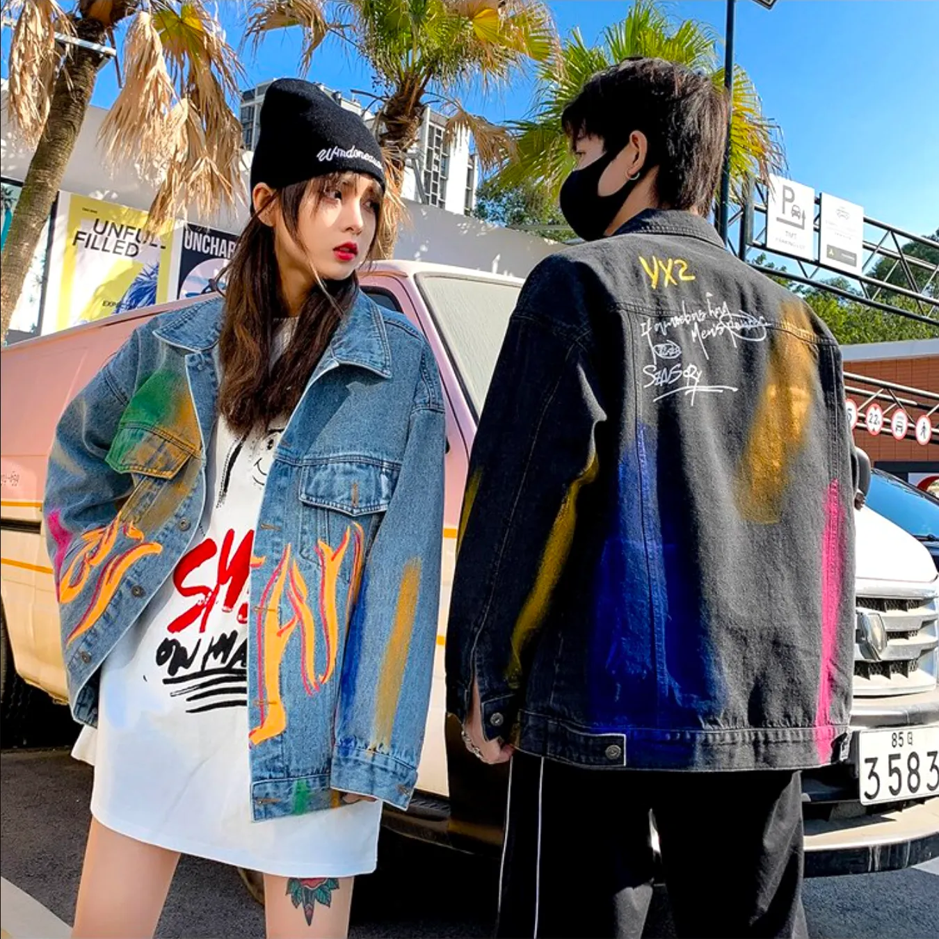 "GRAFFITI" Veste en jean denim Bleu - URB1™