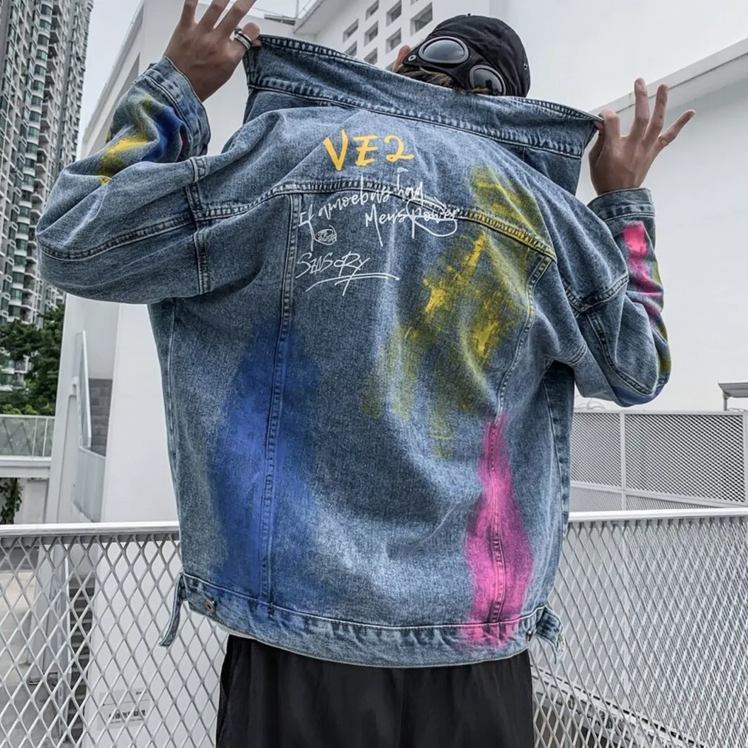 "GRAFFITI" Veste en jean denim Bleu - URB1™
