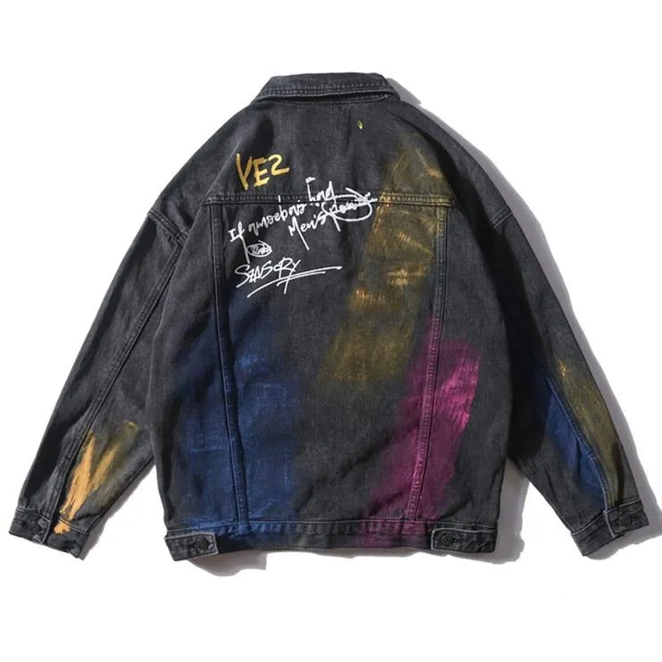 "GRAFFITI" Veste en jean denim Bleu - URB1™