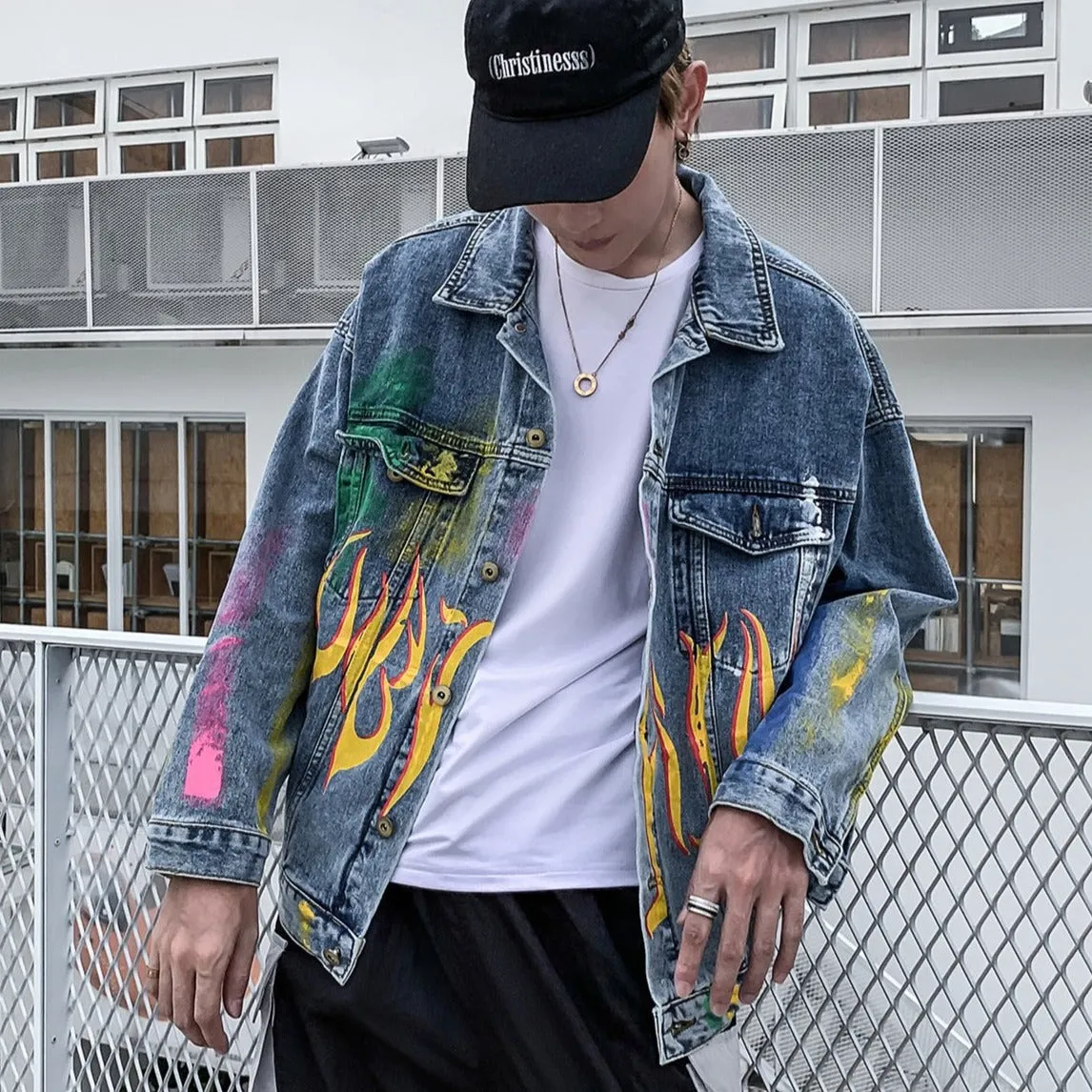 "GRAFFITI" Veste en jean denim Bleu - URB1™