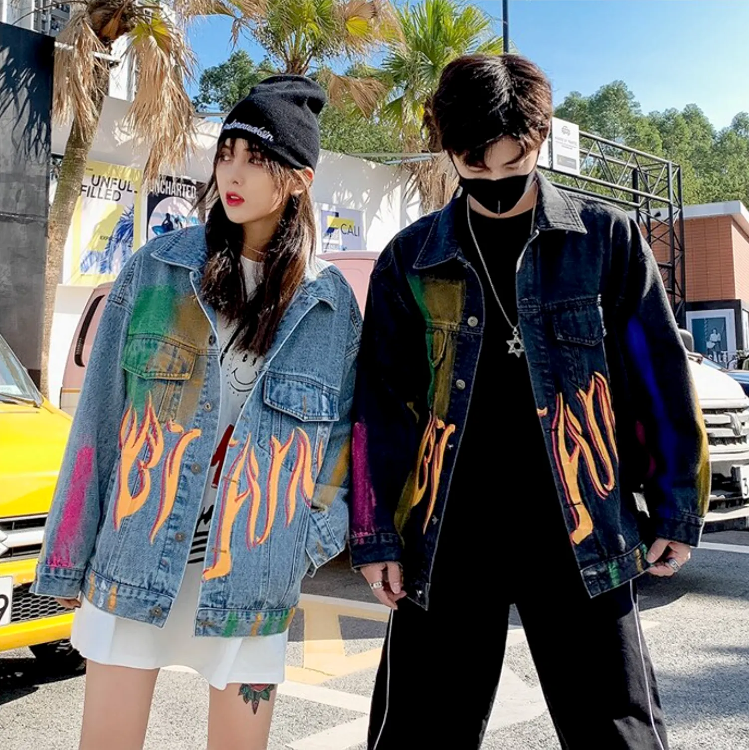 "GRAFFITI" Veste en jean denim Bleu - URB1™