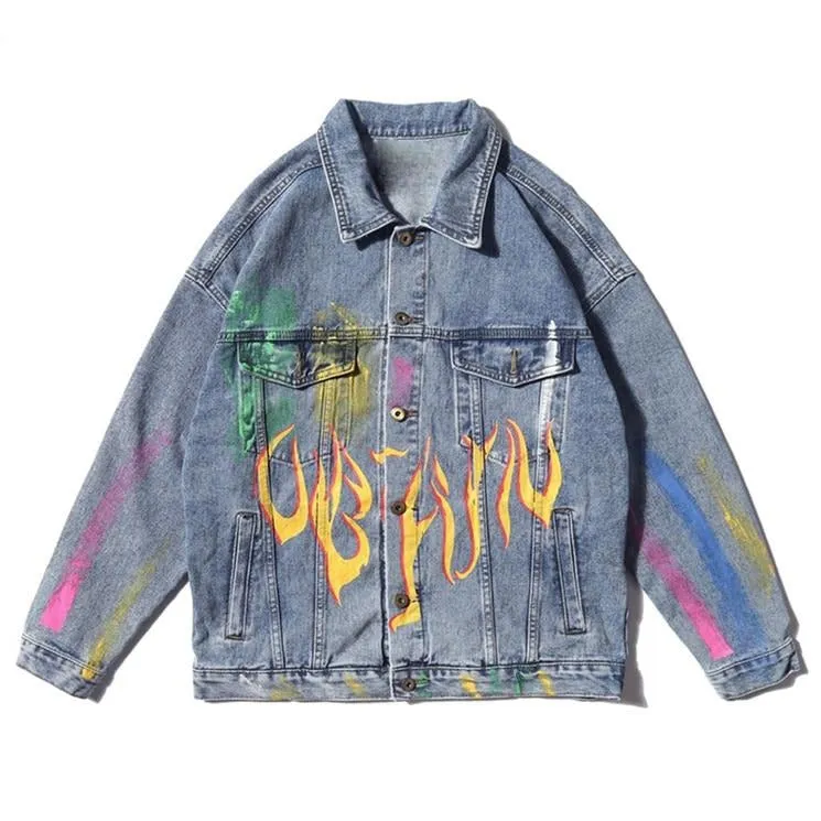 "GRAFFITI" Veste en jean denim Bleu - URB1™
