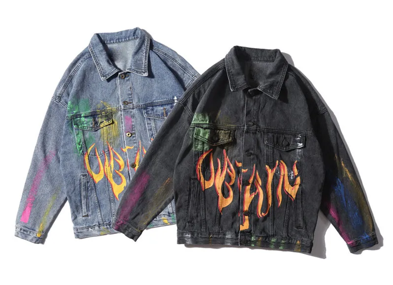 "GRAFFITI" Veste en jean denim Bleu - URB1™