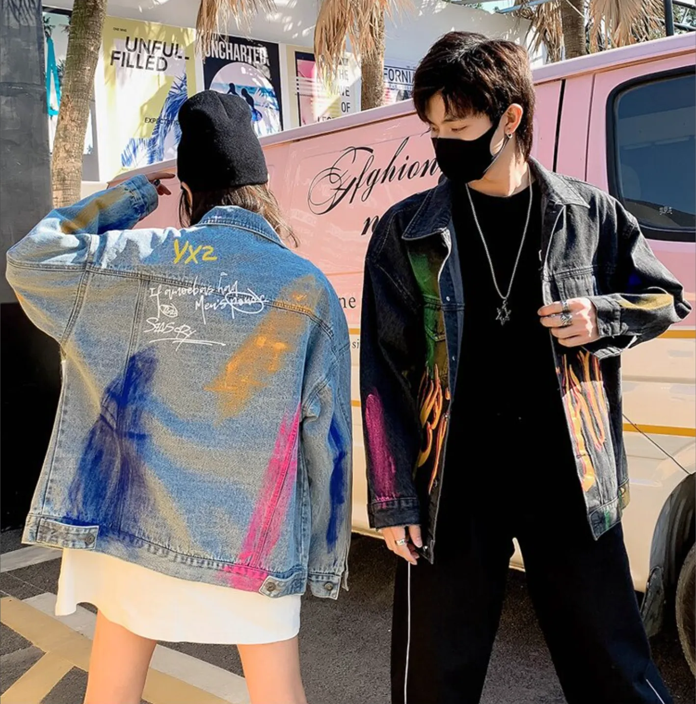 "GRAFFITI" Veste en jean denim Bleu - URB1™