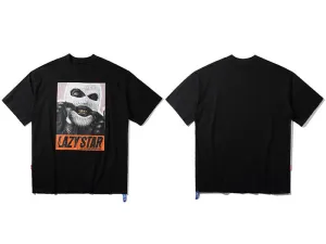 "LAZY'STAR" T-shirt Blanc Oversize Streetwear - URB1™