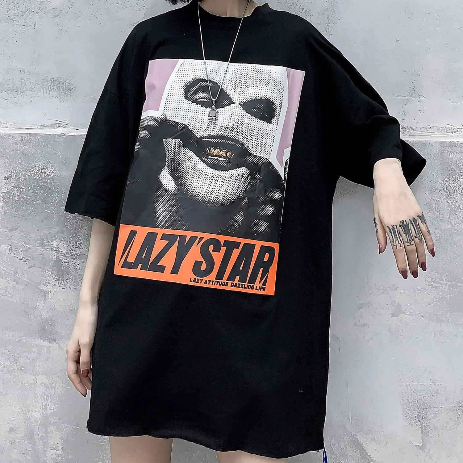 "LAZY'STAR" T-shirt Blanc Oversize Streetwear - URB1™