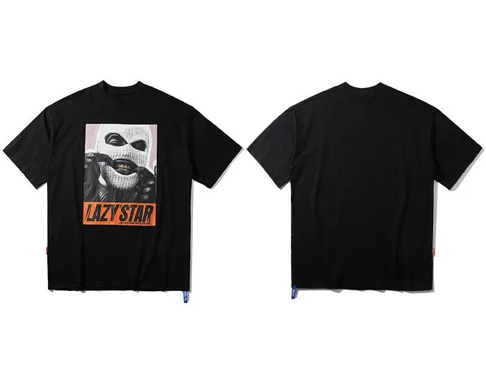 "LAZY'STAR" T-shirt Blanc Oversize Streetwear - URB1™