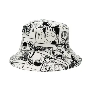 "MANGA" Chapeau Bob Imprimé Animé Noir - URB1™
