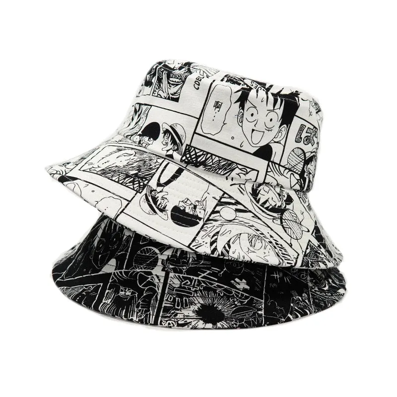 "MANGA" Chapeau Bob Imprimé Animé Noir - URB1™