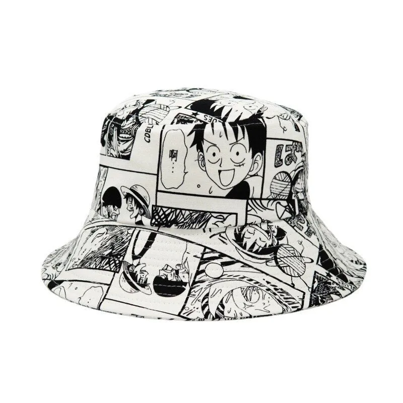 "MANGA" Chapeau Bob Imprimé Animé Noir - URB1™