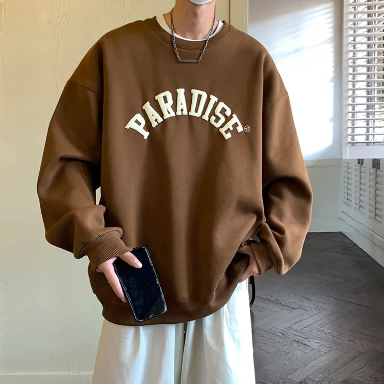"PARADISE" Sweat-shirt Hoodie Vintage Imprimé Blanc - URB1™
