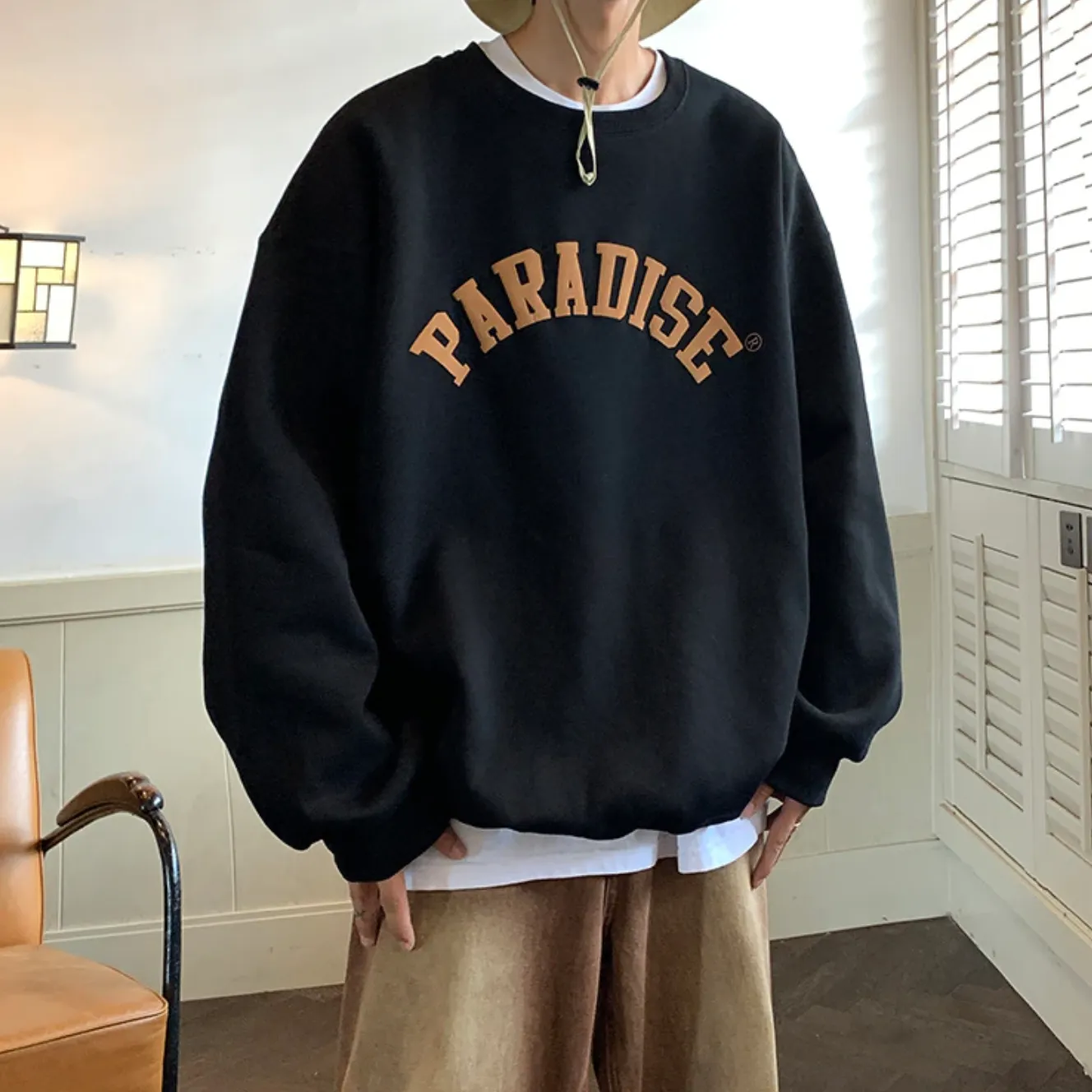 "PARADISE" Sweat-shirt Hoodie Vintage Imprimé Blanc - URB1™