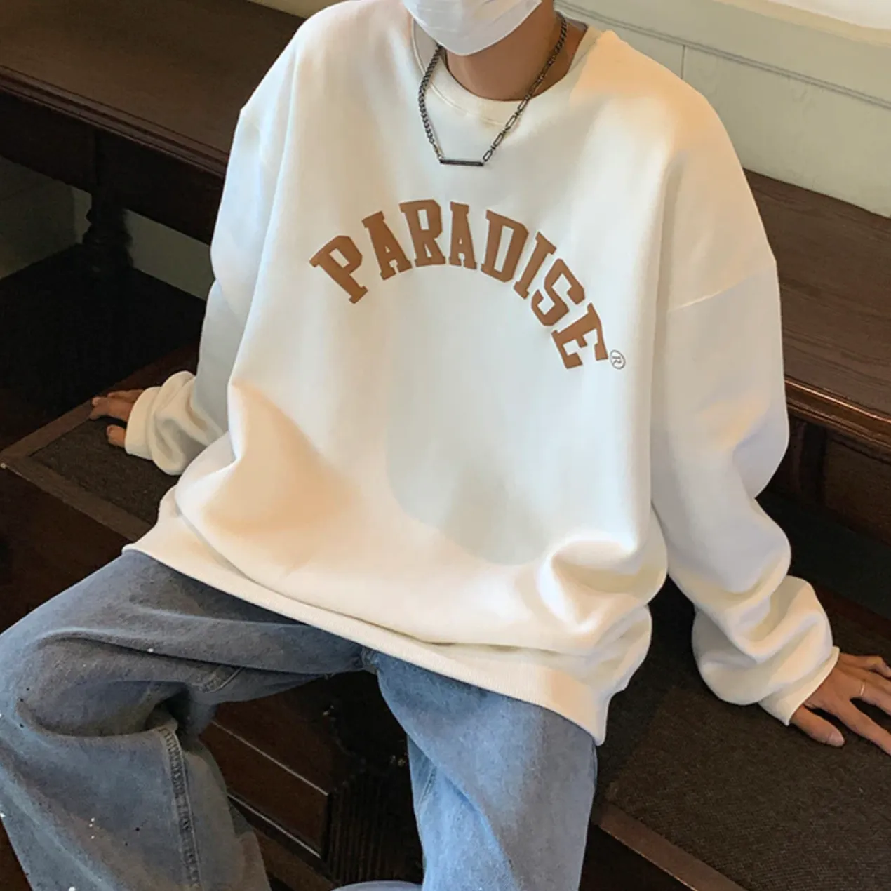 "PARADISE" Sweat-shirt Hoodie Vintage Imprimé Blanc - URB1™