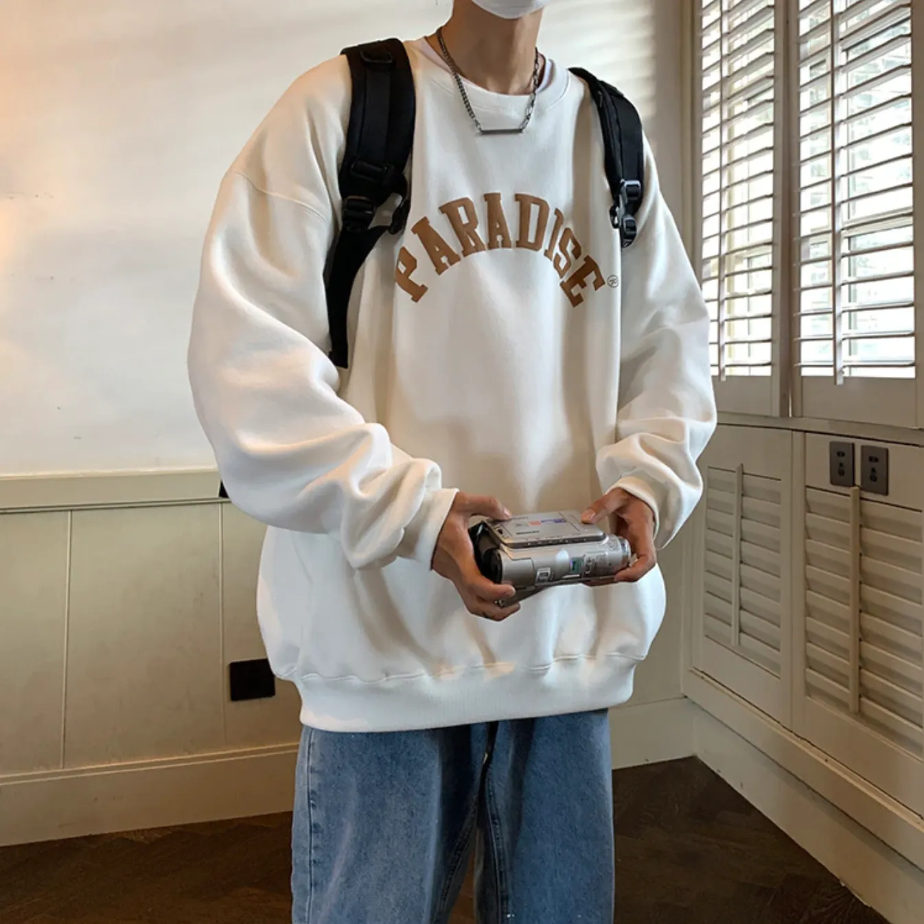"PARADISE" Sweat-shirt Hoodie Vintage Imprimé Blanc - URB1™