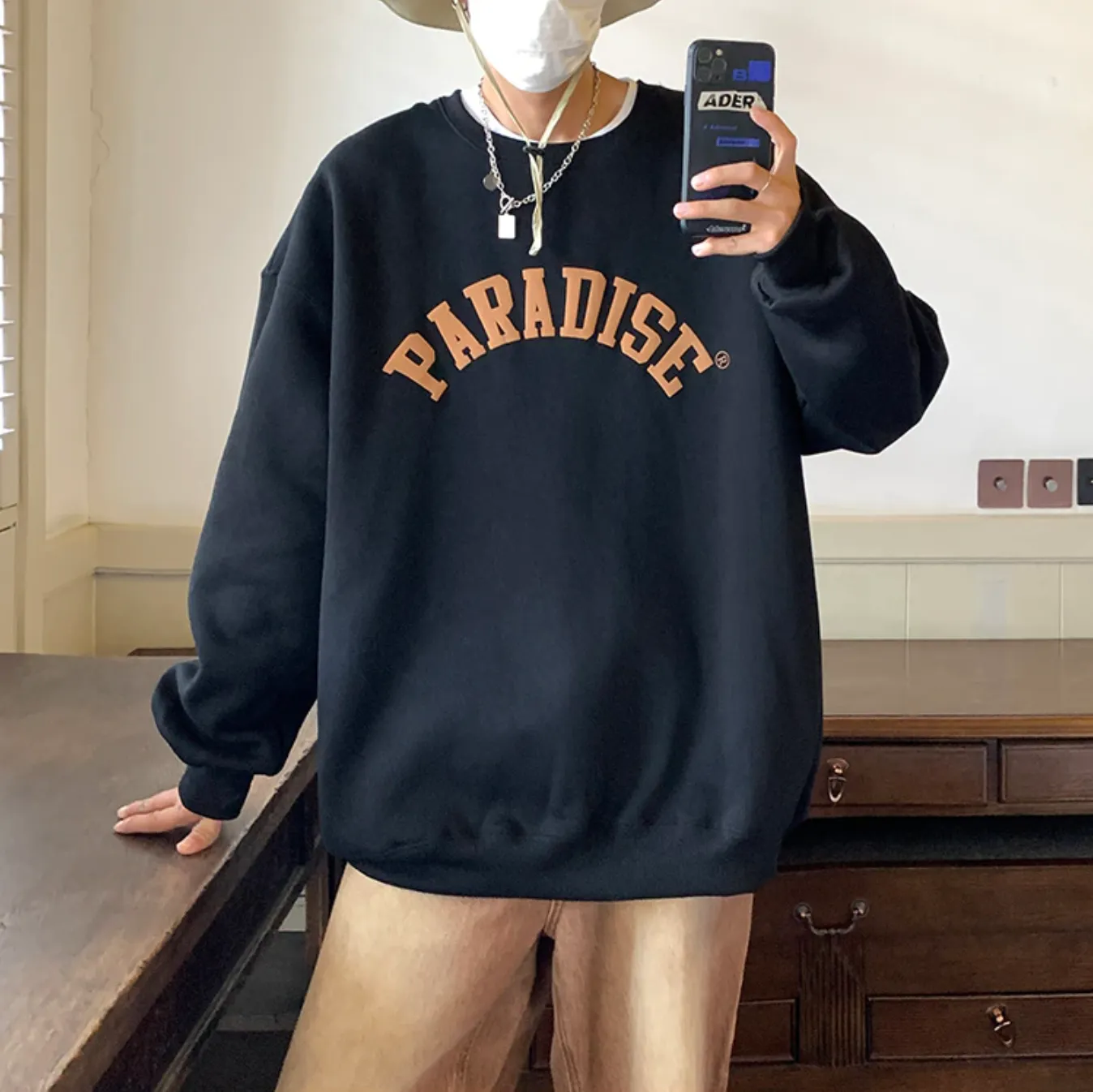 "PARADISE" Sweat-shirt Hoodie Vintage Imprimé Blanc - URB1™