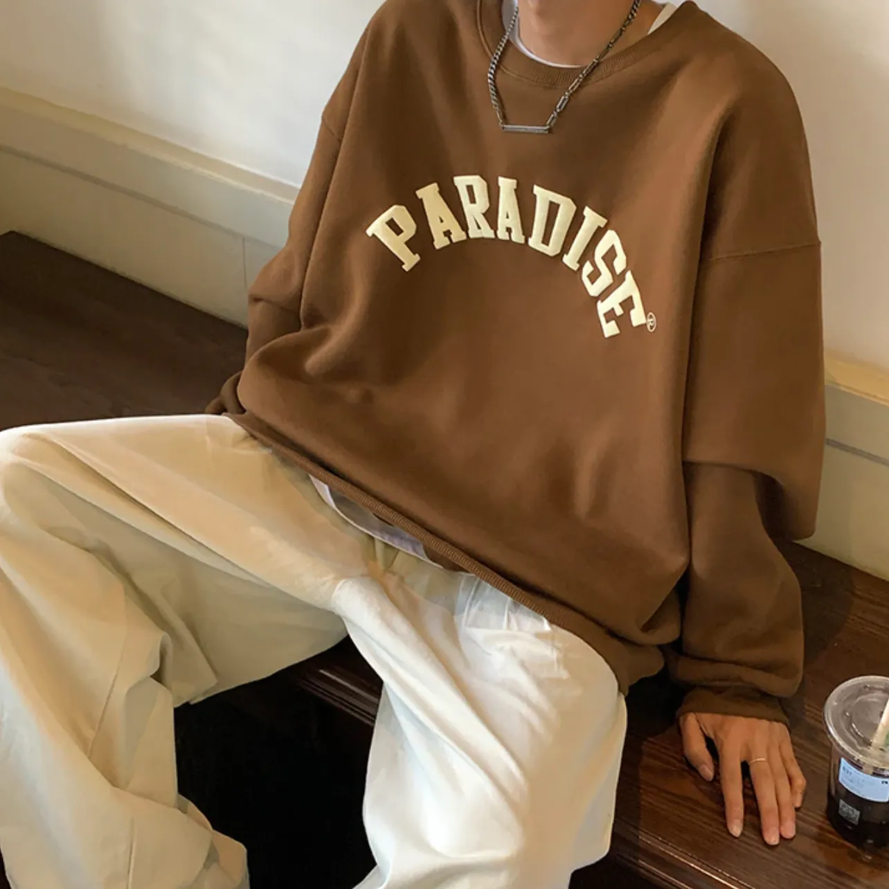 "PARADISE" Sweat-shirt Hoodie Vintage Imprimé Blanc - URB1™