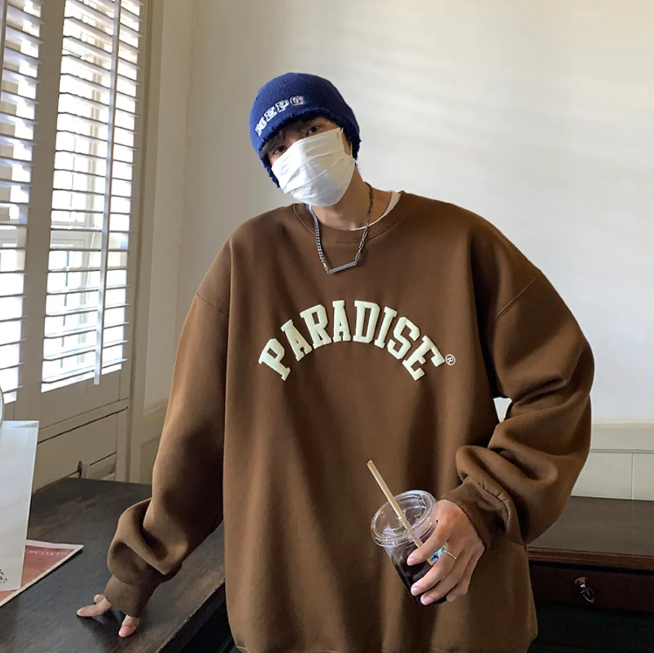 "PARADISE" Sweat-shirt Hoodie Vintage Imprimé Blanc - URB1™