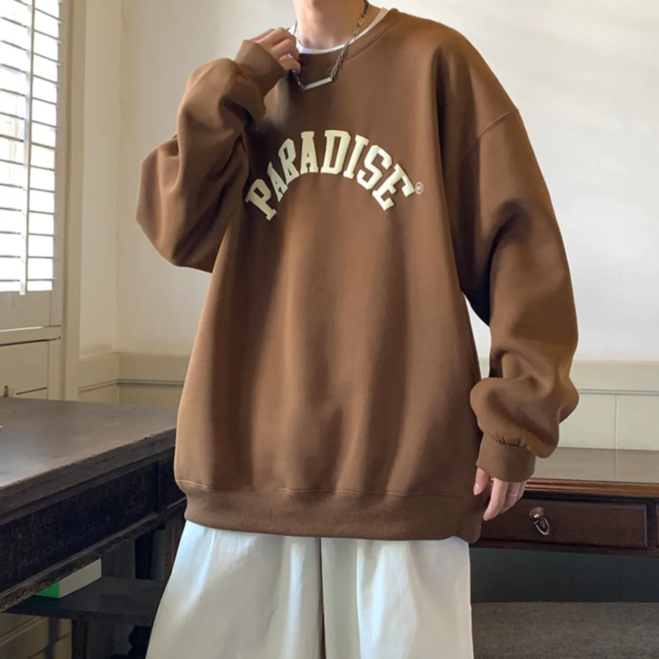"PARADISE" Sweat-shirt Hoodie Vintage Imprimé Blanc - URB1™