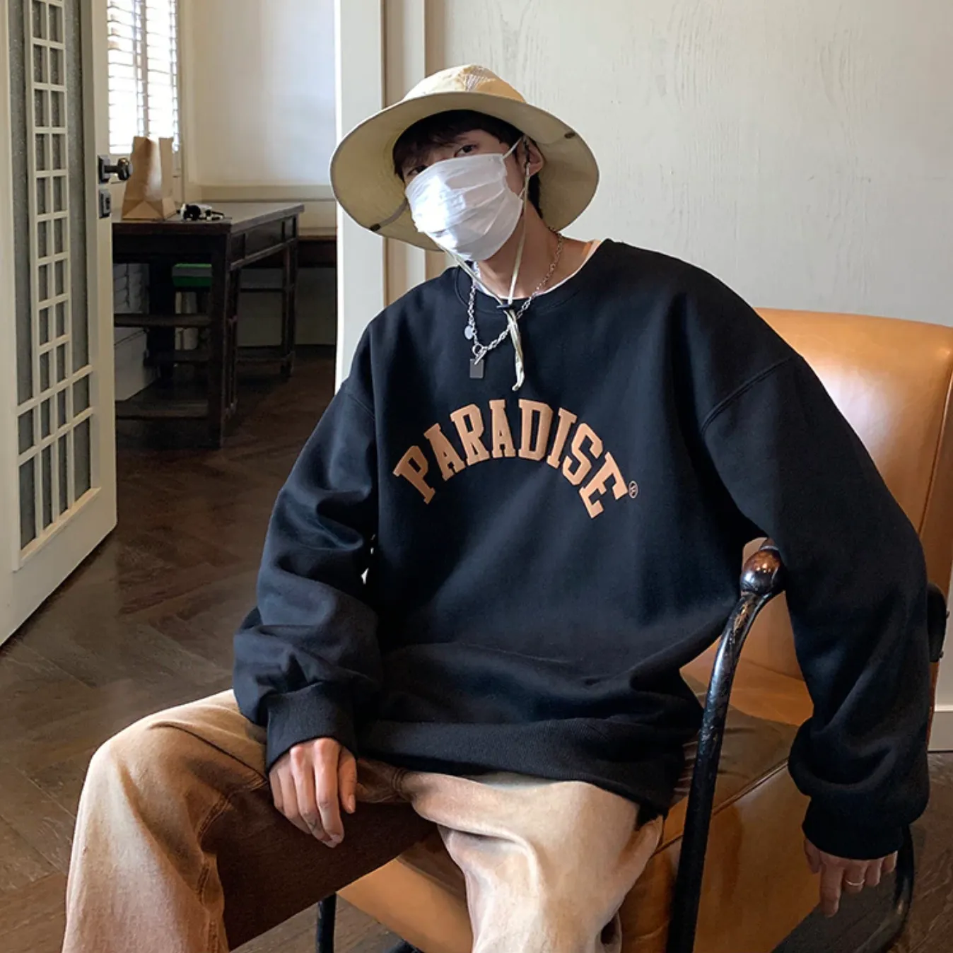 "PARADISE" Sweat-shirt Hoodie Vintage Imprimé Blanc - URB1™