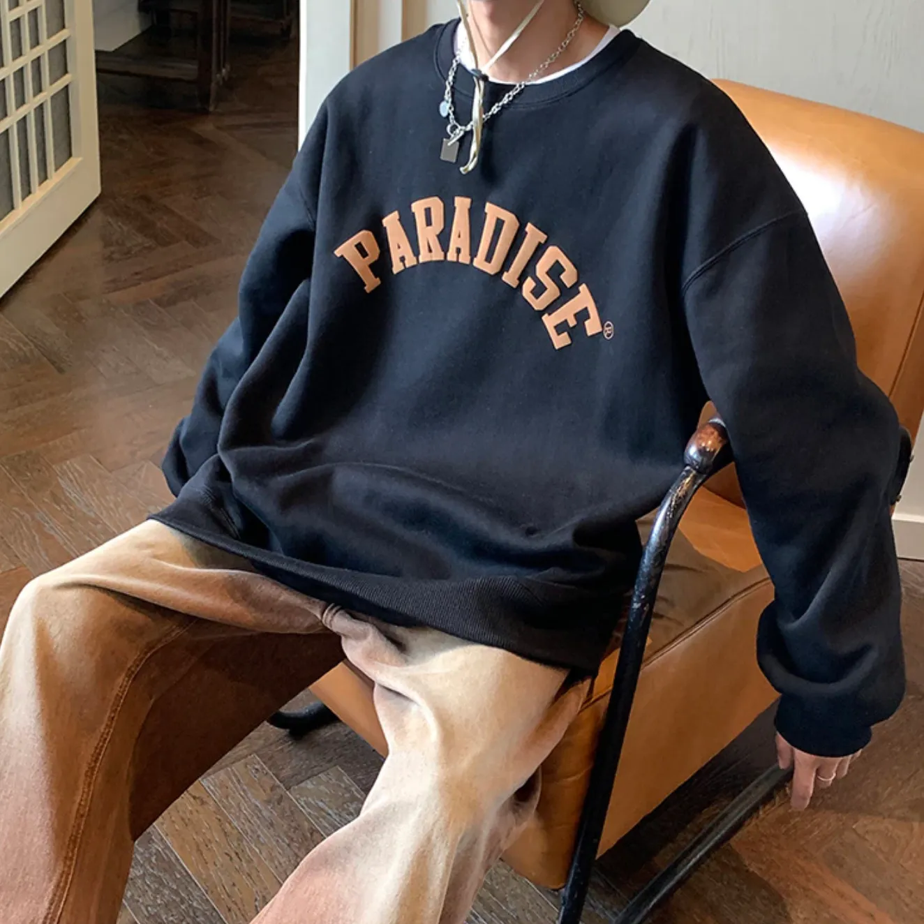 "PARADISE" Sweat-shirt Hoodie Vintage Imprimé Blanc - URB1™
