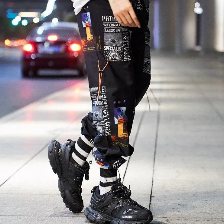"PATROLLER" PANTALON CARGO NOIR STREETWEAR - URB1™