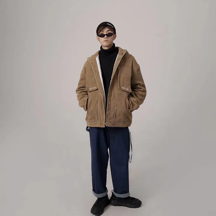 "SETMOHG" Manteau Blouson Beige Velour Mouton - URB1™