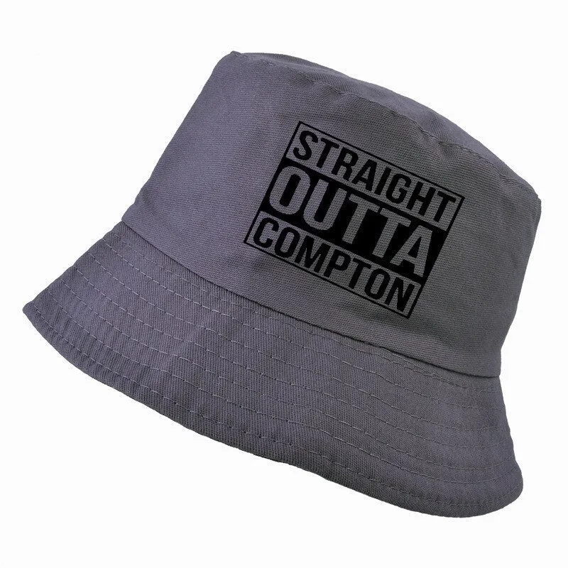 "STRAIGHT OUTTA COMPTON" Chapeau Bob Noir Imprimé - URB1™