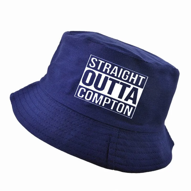 "STRAIGHT OUTTA COMPTON" Chapeau Bob Noir Imprimé - URB1™