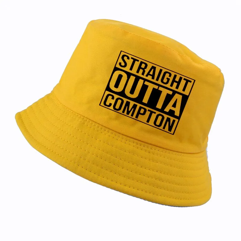 "STRAIGHT OUTTA COMPTON" Chapeau Bob Noir Imprimé - URB1™