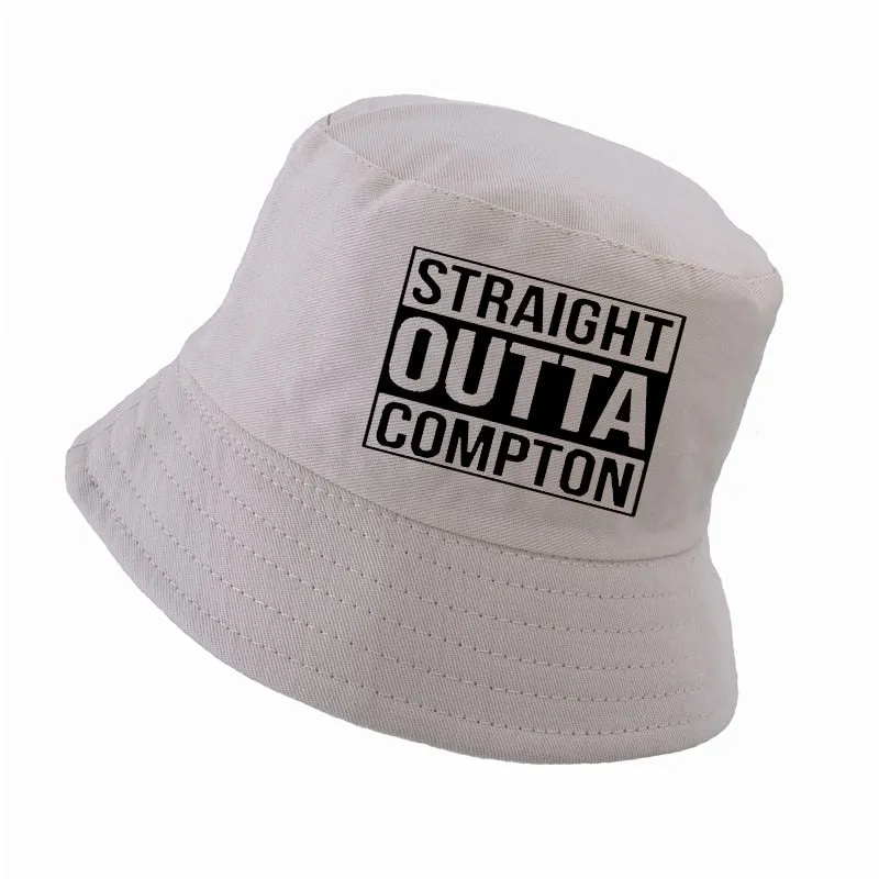 "STRAIGHT OUTTA COMPTON" Chapeau Bob Noir Imprimé - URB1™