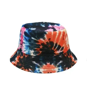 "TIE AND DYE" Chapeau Bob Imprimé Noir Orange Rose - URB1™