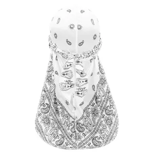 "WAVES" Durag Blanc Imprimé Bandana - URB1™