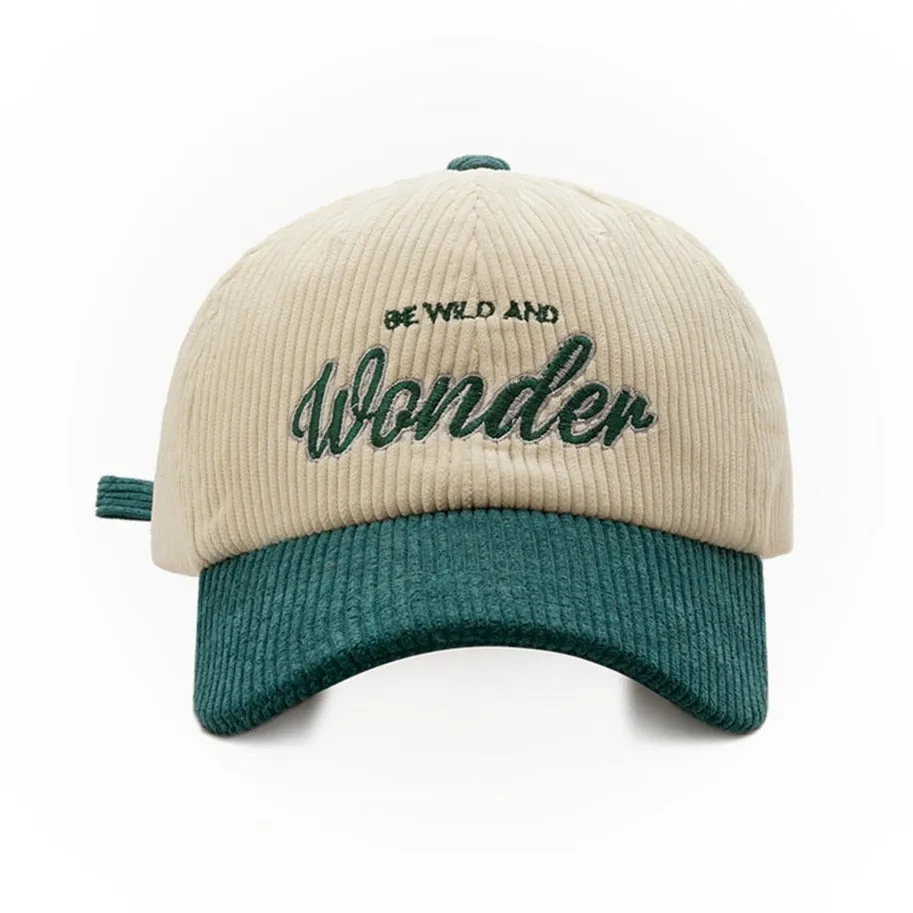 "WONDER" Casquette Baseball Snapback en velour Vert Brodée - URB1™
