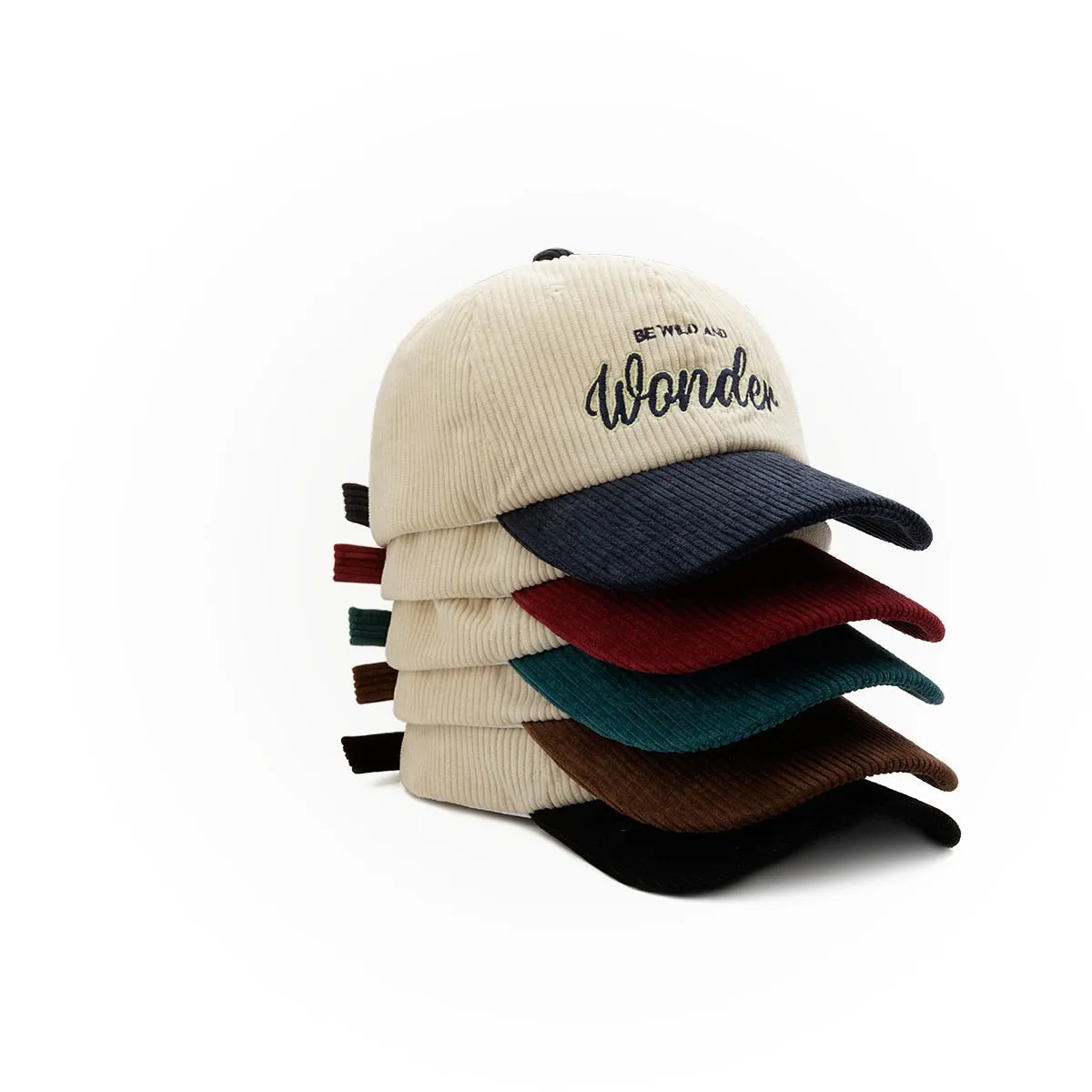 "WONDER" Casquette Baseball Snapback en velour Vert Brodée - URB1™