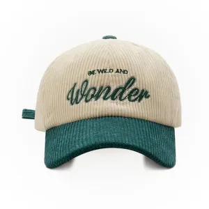 "WONDER" Casquette Baseball Snapback en velour Vert Brodée - URB1™