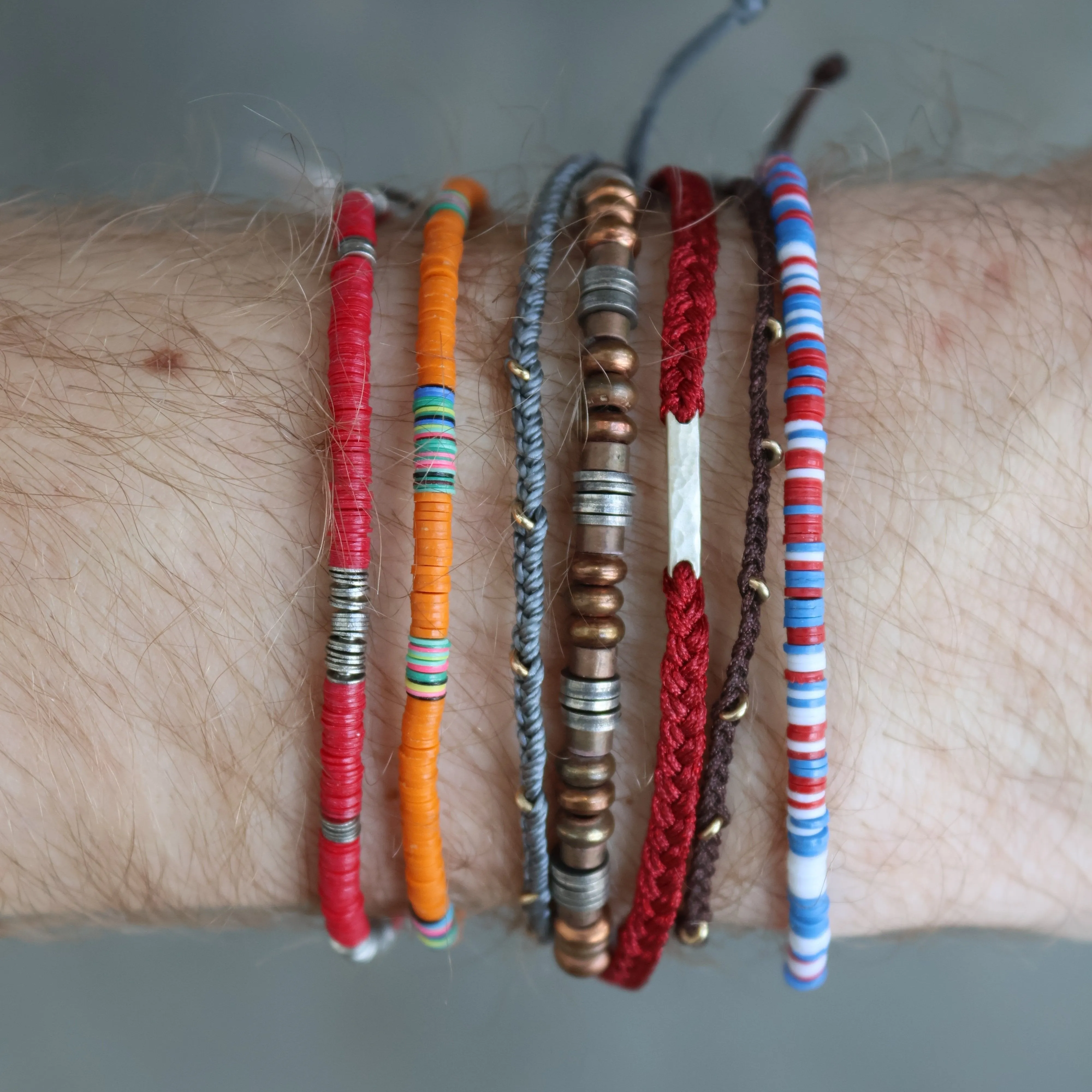 Red and Silver Macrame Bracelet