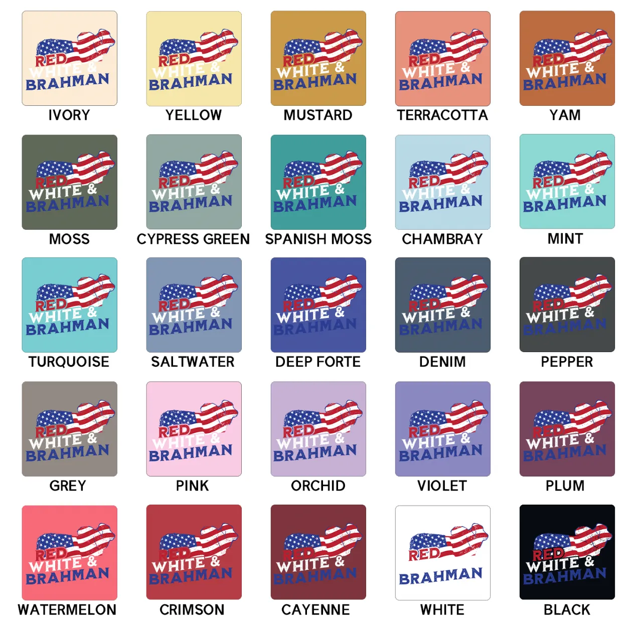Red White and Brahman ComfortWash/ComfortColor T-Shirt (S-4XL) - Multiple Colors!