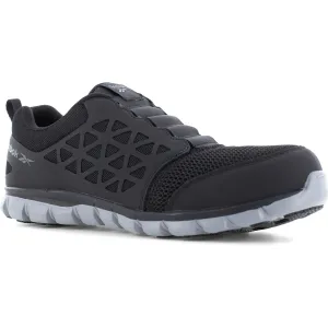 Reebok Men's Sublite Cushion Comp Toe Slip On Athletic Work Shoe- Black- RB4052